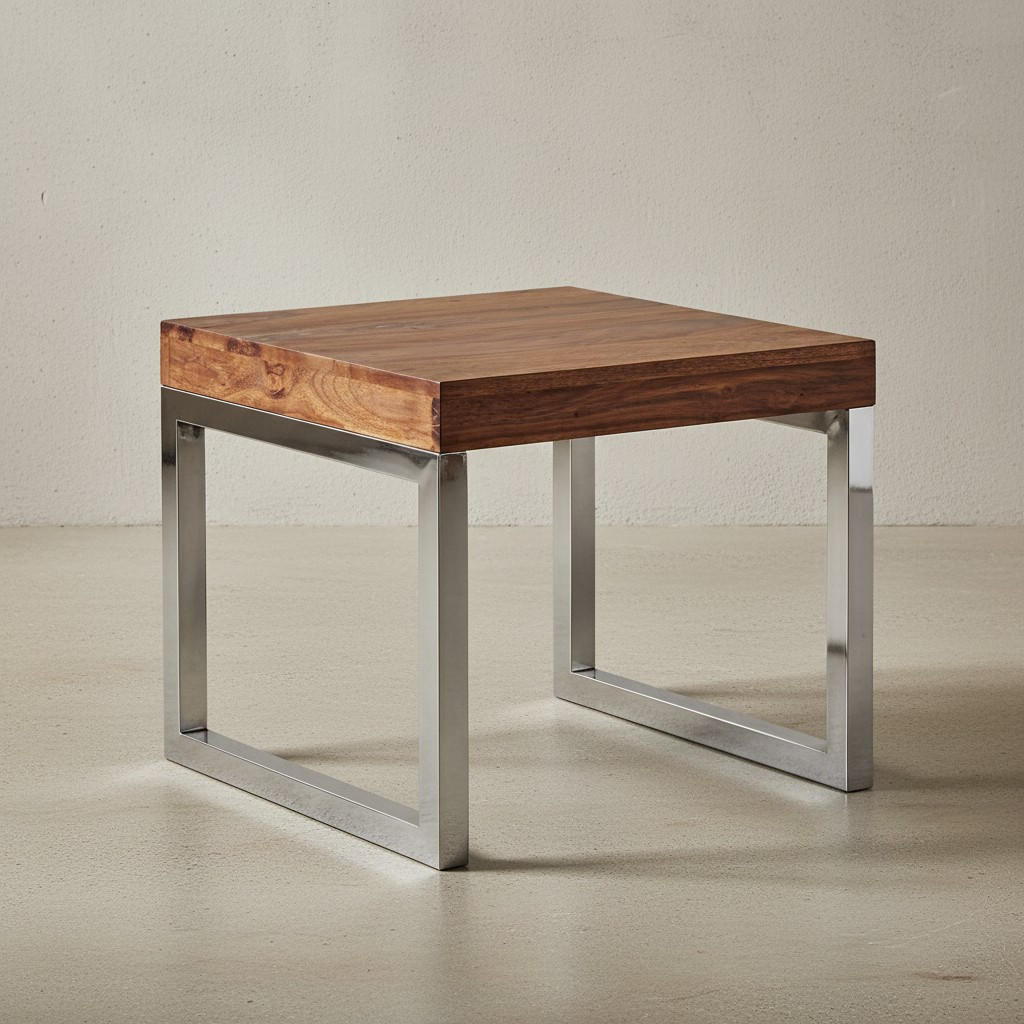 COUCHTISCH Massivholz Metallgestell Pflegeleicht, Braun 45x45x40 cm - Silberfarben/Braun, Holz/Metall (45/45/40cm) - KADIMA DESIGN