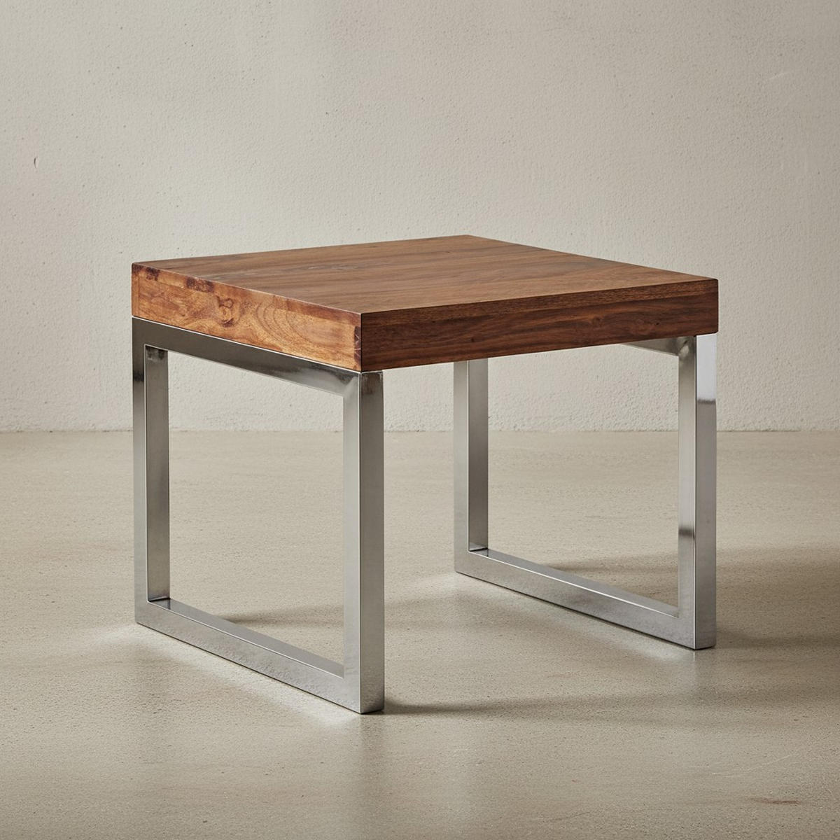 COUCHTISCH Massivholz Metallgestell Pflegeleicht, Braun 45x45x40 cm - Silberfarben/Braun, Holz/Metall (45/45/40cm) - KADIMA DESIGN