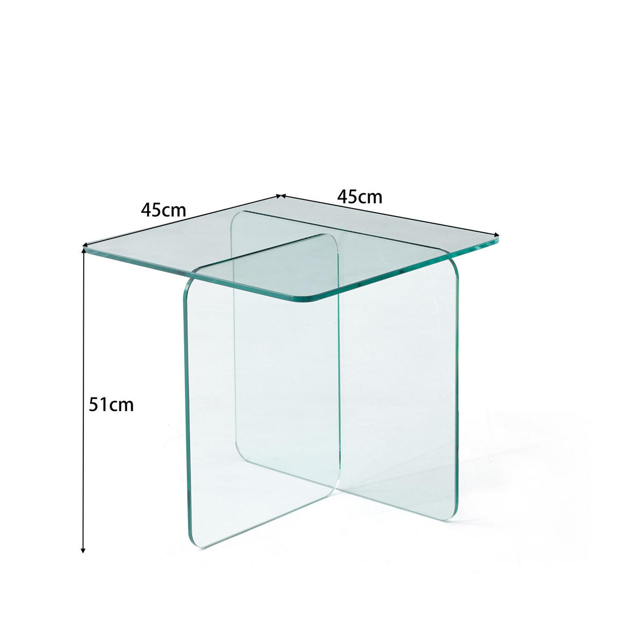 BEISTELLTISCH 45 x 45 x 51 cm Glas Clear - Klar, Glas (45/45/51cm) - Meubliv