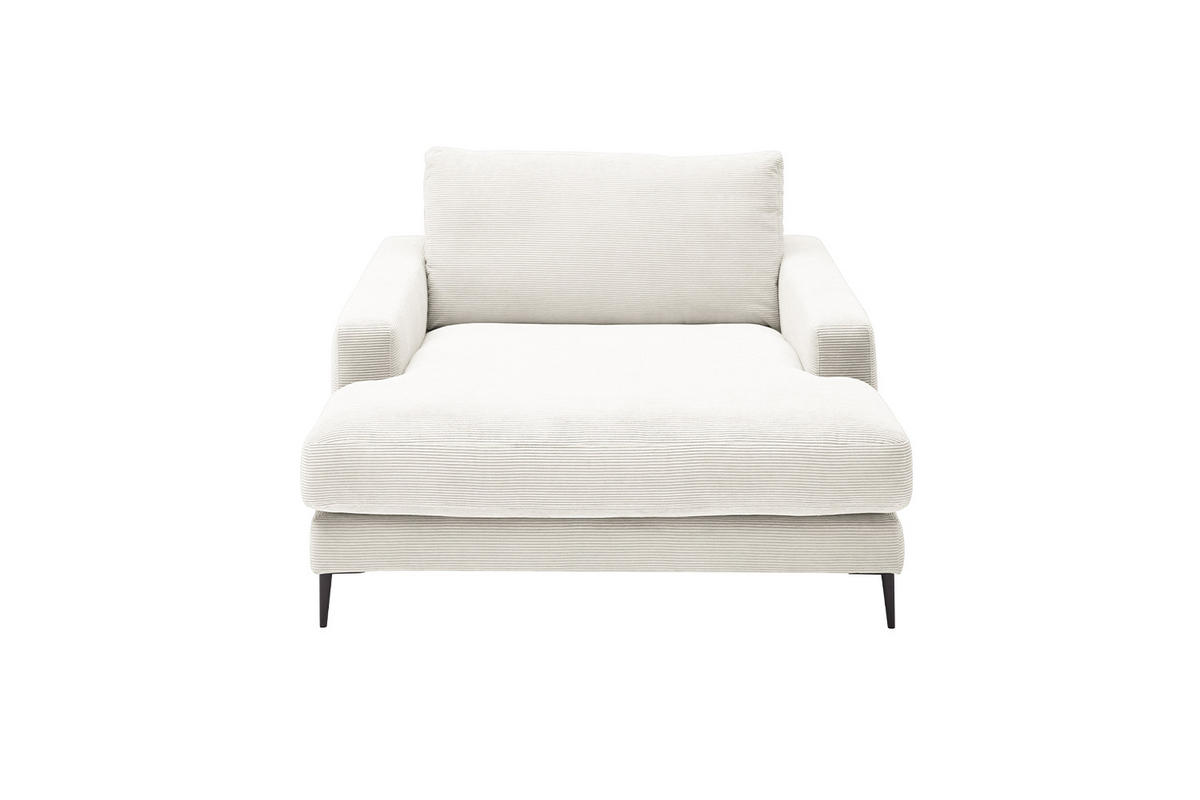 LONGSEAT CARA Weiß Cord - Schwarz/Weiß, Textil/Metall (132/84/170cm) - KAWOLA