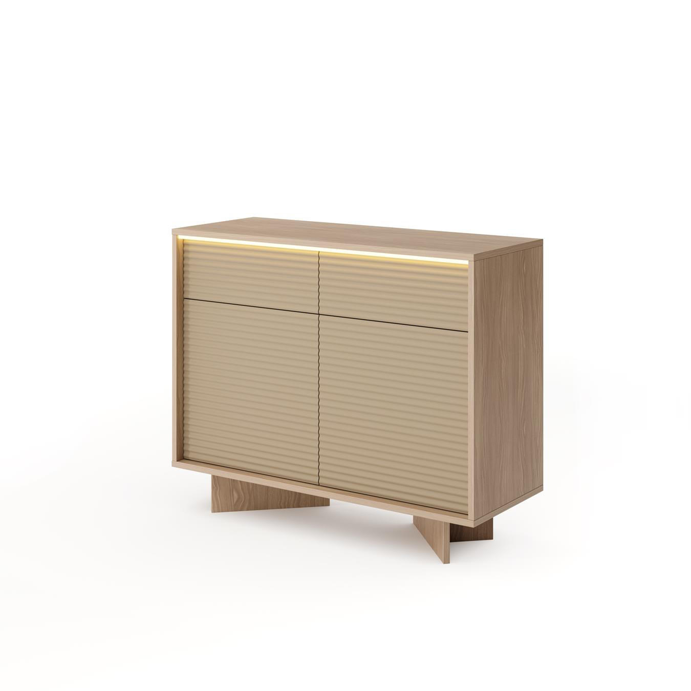 KOMMODE DEMI Cappuccino, Kommode mit Schubladen und LED-Beleuchtung - Cappuccino, Holzwerkstoff (104/84/40cm) - Bettso
