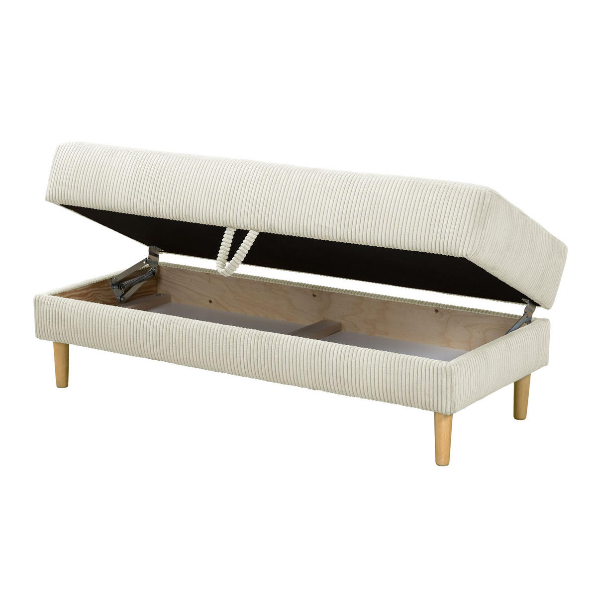 FUNKTIONSSOFA mit Hocker Kattie Cordstoff creme - Creme, Kunststoff (144/230cm) - 58aufmkessel