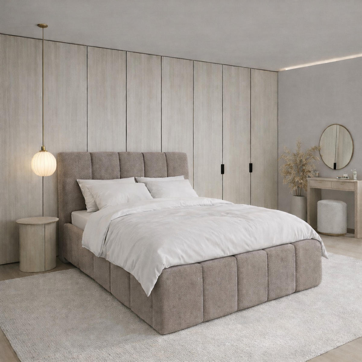 POLSTERBETT CLOUDY mit Bettkasten 180x200,Doppelbett,Lattenrost,Boxspringbett-Optik,ohne Matratze,Schlafzimmer-Taupe - Taupe, Holz (180/200cm) - Furnistar