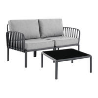 GARTENSITZGRUPPE im Set - 2 Personen - plastik - anthrazitgrau Casilma - Anthrazit, Kunststoff - Vente-Unique