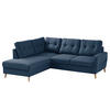 ECKSOFA mit Ottomane - Webstoff - Hellbraun/Blau, Textil (230/200cm) - home24