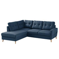 ECKSOFA mit Ottomane - Webstoff - Hellbraun/Blau, Textil (230/200cm) - home24