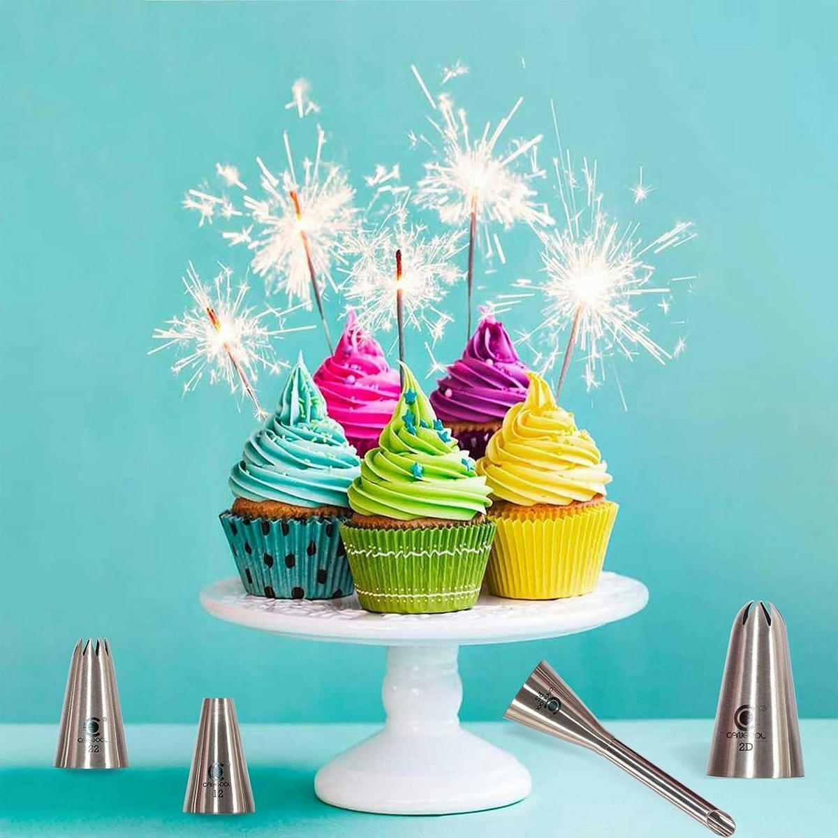 SPRITZBEUTEL-SET 16-teilig mit Spritztüllen für Tortendekoration - Multicolor, Metall (2.5/1.8/7.5cm)
