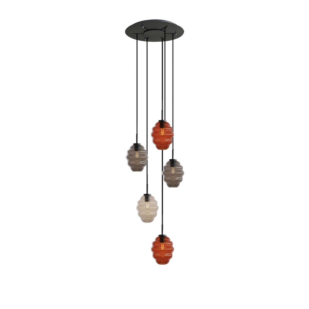 GALERIELEUCHTE Echos 5-flammig Mehrfarbig Ø 18cm - Multicolor/Weiß, Glas (18/18/20cm) - s.luce