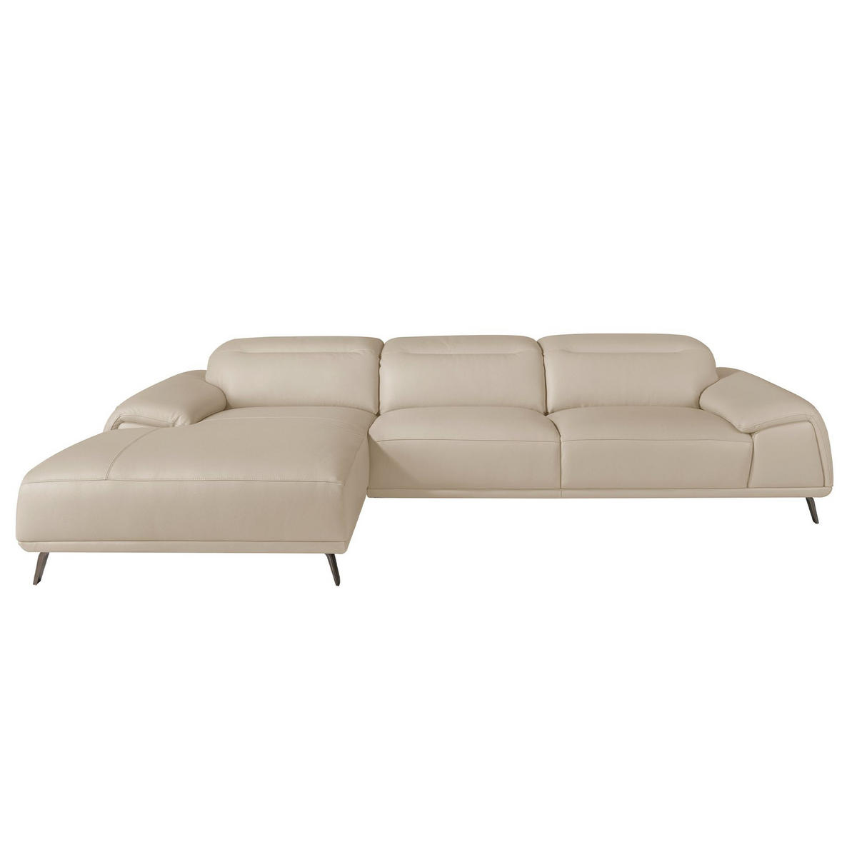 ECKSOFA Linkes Chaiselongue-Sofa in Leder taupe 316/176/102 cm - Dunkelgrau, Leder (316/176cm) - ANGEL CERDA