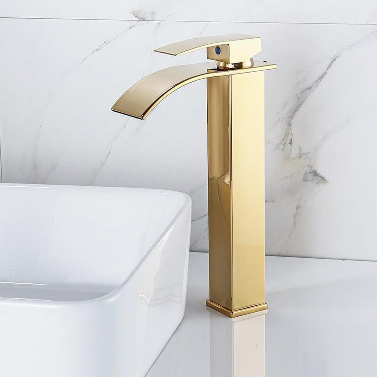 BADEZIMMERARMATUR, inklusive 80 cm Zulaufrohr, 30 cm hoch, goldfarben. - Goldfarben, Metall (37/7/21cm) - Vallsero