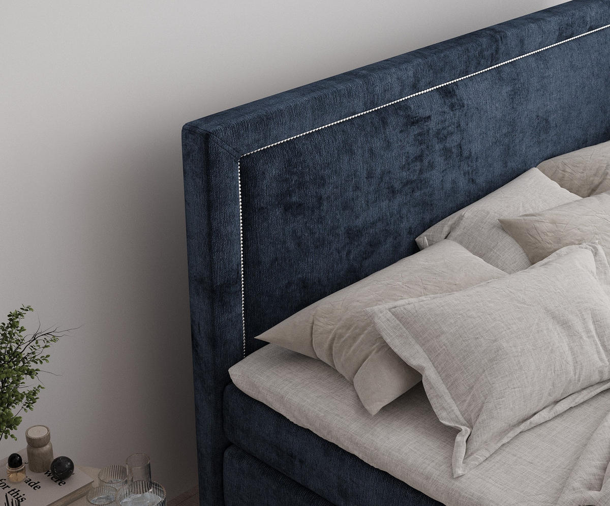 BOXSPRINGBETT Lavenda Marineblau 200/200 cm - Schwarz/Dunkelblau, Holz/Holzwerkstoff (200/200cm) - Maison de Reve