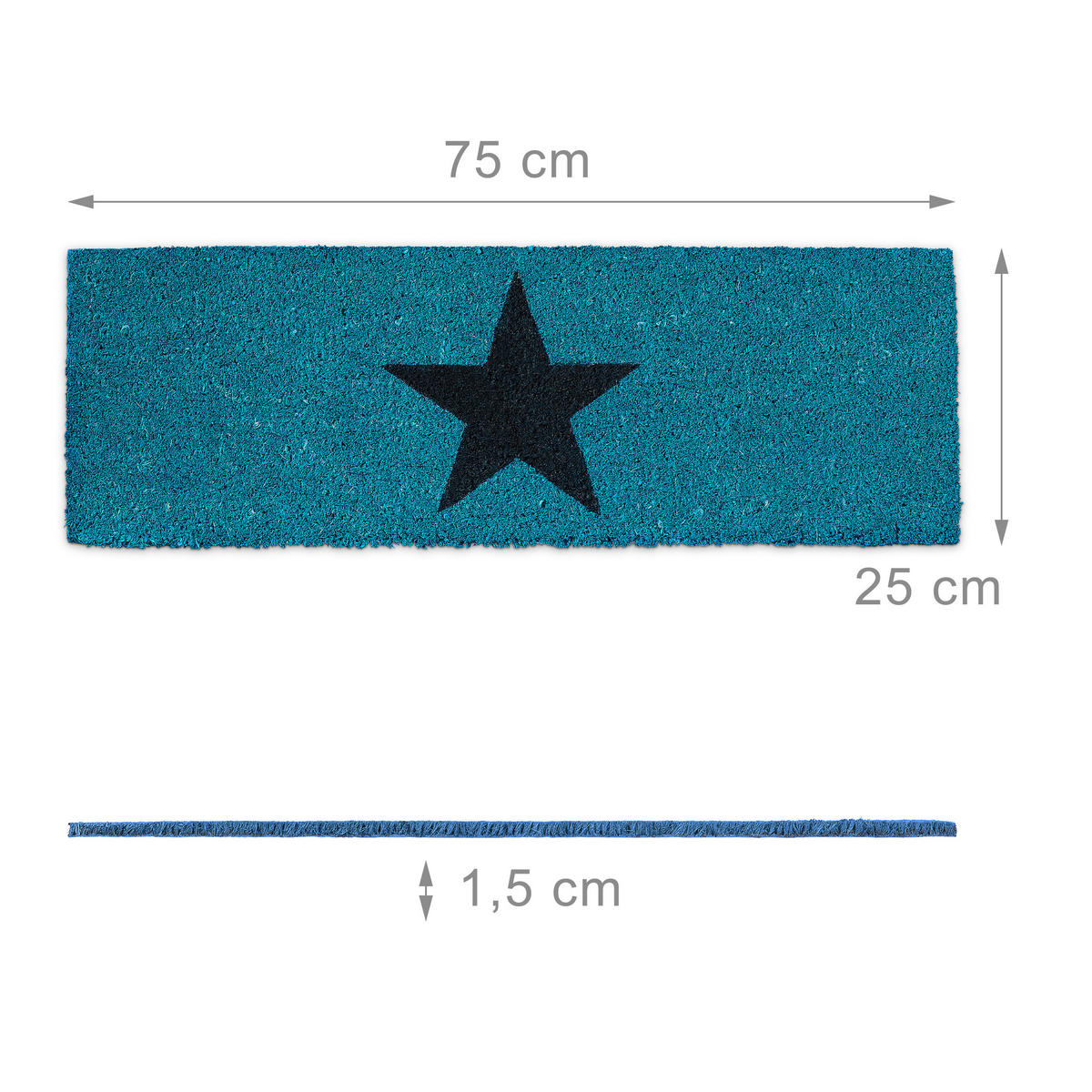 FUSSMATTE - Blau, Kunststoff/Textil (75/25cm) - Relaxdays