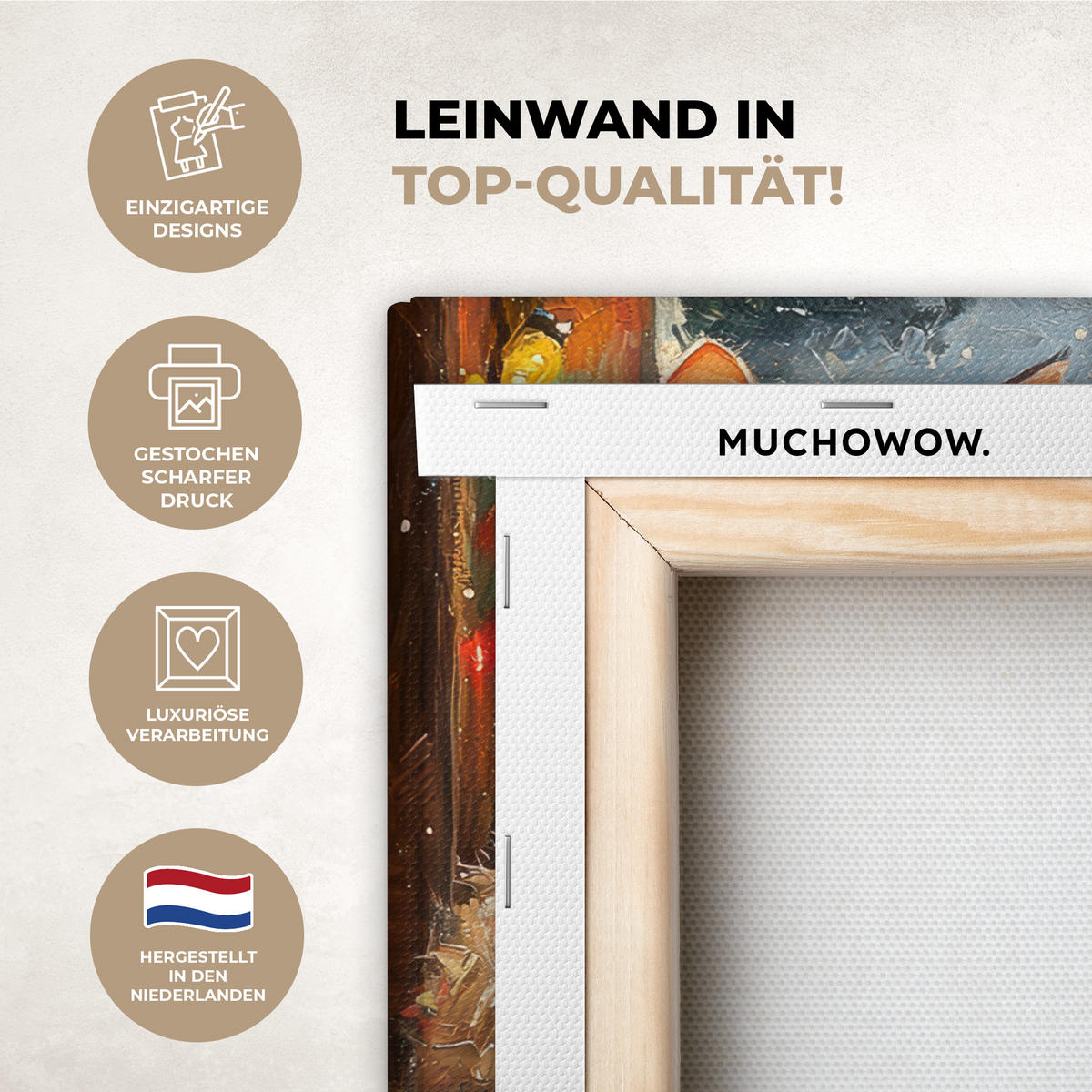 LEINWANDBILD Katze - Weihnachten - Winter - Tier 30x20 cm - Bernsteinfarben, Textil (30/20cm) - MuchoWow