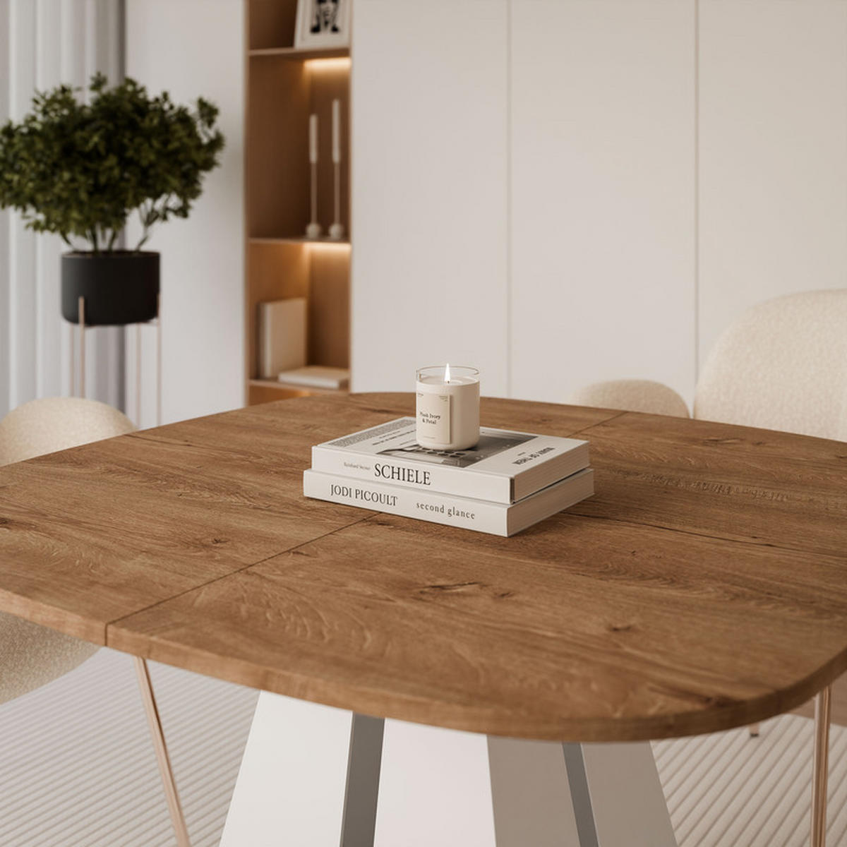AUSZIEHTISCH ZELO 120/60/76 cm, Weiß / Lefkas-Eiche - Weiß/Eiche San Remo, Holzwerkstoff/Metall (60/120/76cm) - Idohome
