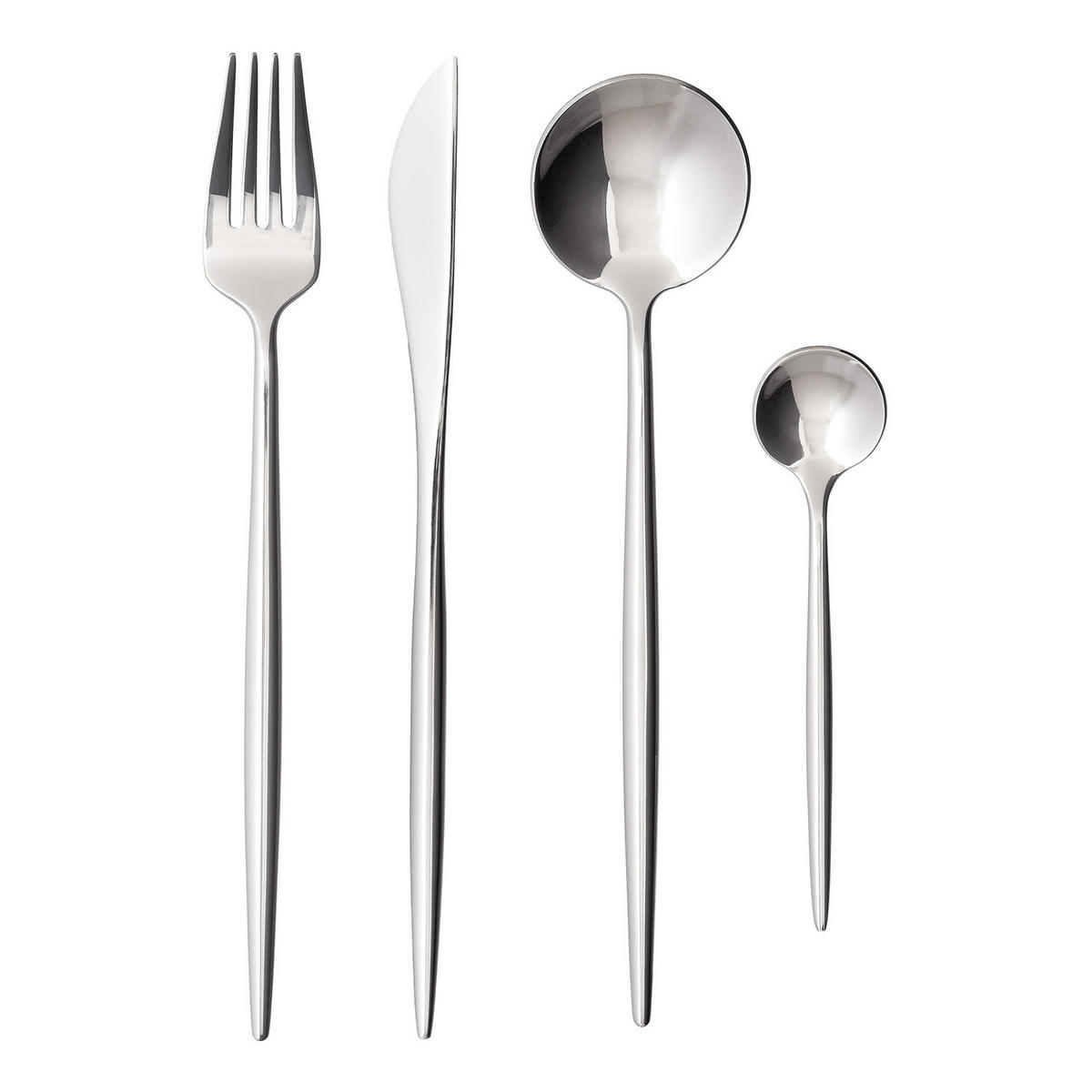 BESTECK-SET (4-tlg.) Stiletto - Silberfarben, Metall - Butlers