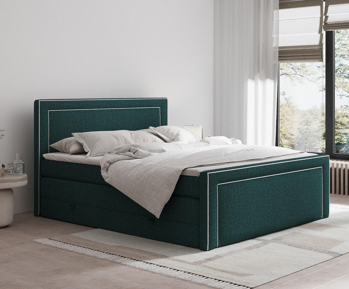 BOXSPRINGBETT Luxora Grün 180/200 cm - Schwarz/Grün, Holz/Holzwerkstoff (180/200cm) - Maison de Reve