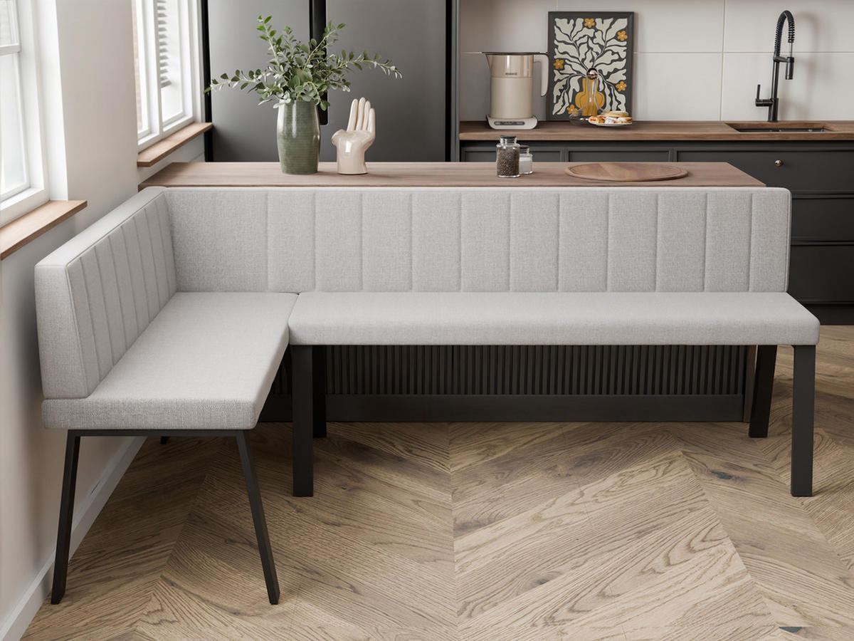 ECKBANK links MONO Y Webstoff gesteppt, 142/196 cm Beige - Beige, Textil/Metall (142/196cm) - Idohome