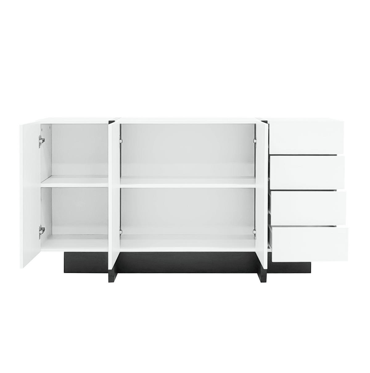 SIDEBOARD 150/40/80,5 cm weiß/schwarz aus MDF und Holzwerkstoff mit 2 Türen und 4 Schubladen - Weiß, Holzwerkstoff (150/80.5/40cm) - OKWISH