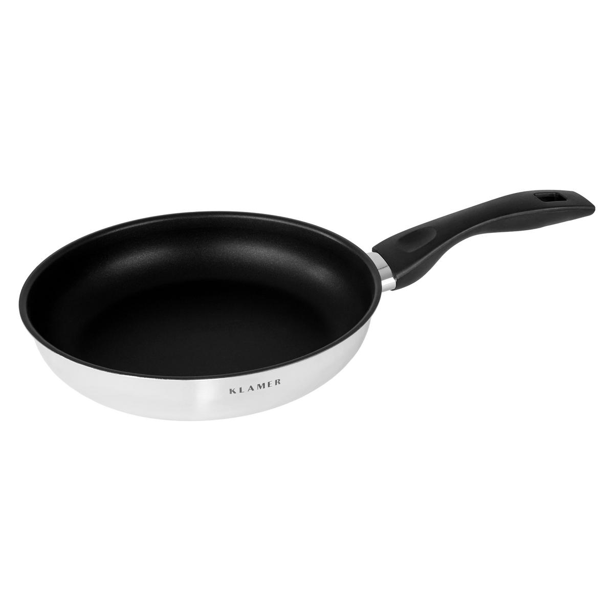 PFANNE Bratpfanne 24 cm Edelstahl Induktion - Edelstahlfarben, Metall (24cm) - KLAMER