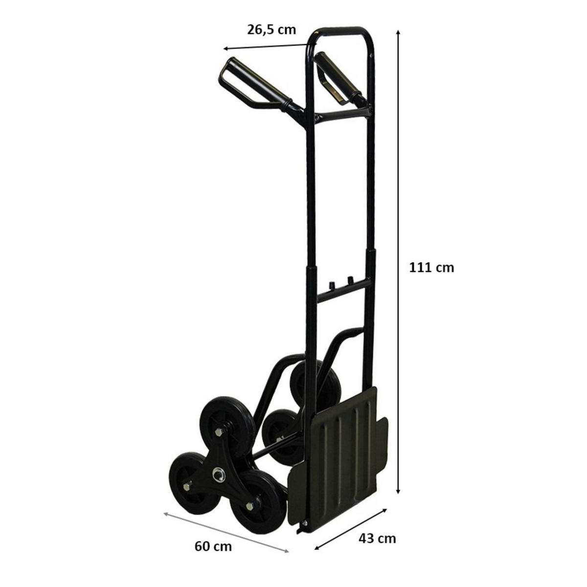 TREPPENSTEIGER Sackkarre Odin 111x60x43cm Tragkraft 200kg Schwarz - Schwarz, Metall (43/60/111cm) - PROREGAL