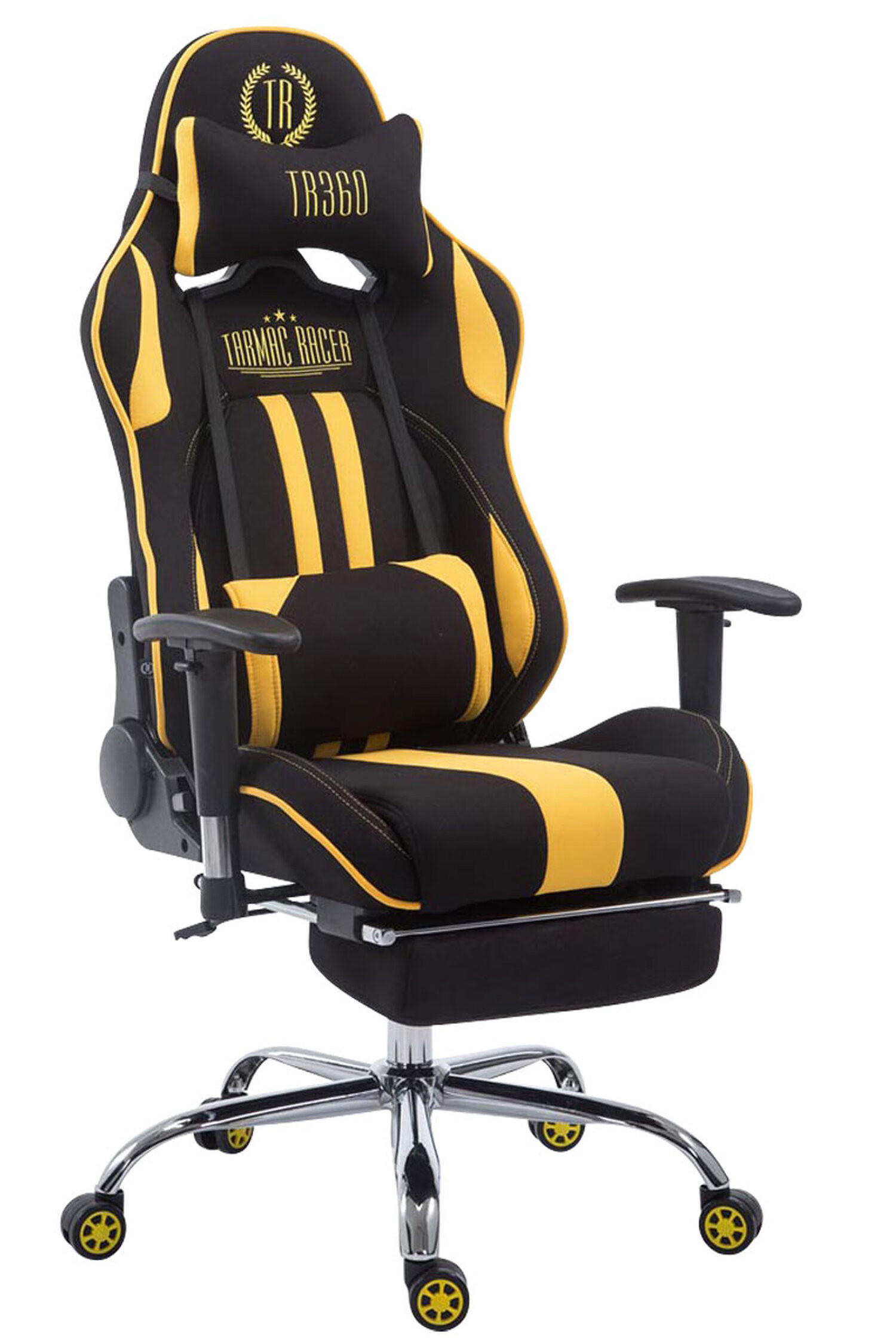 GAMINGSTUHL Limitless-2, Stoff mit Fußablage Schwarz/Gelb - Gelb, Textil/Metall (70/135/58cm) - TPFLiving