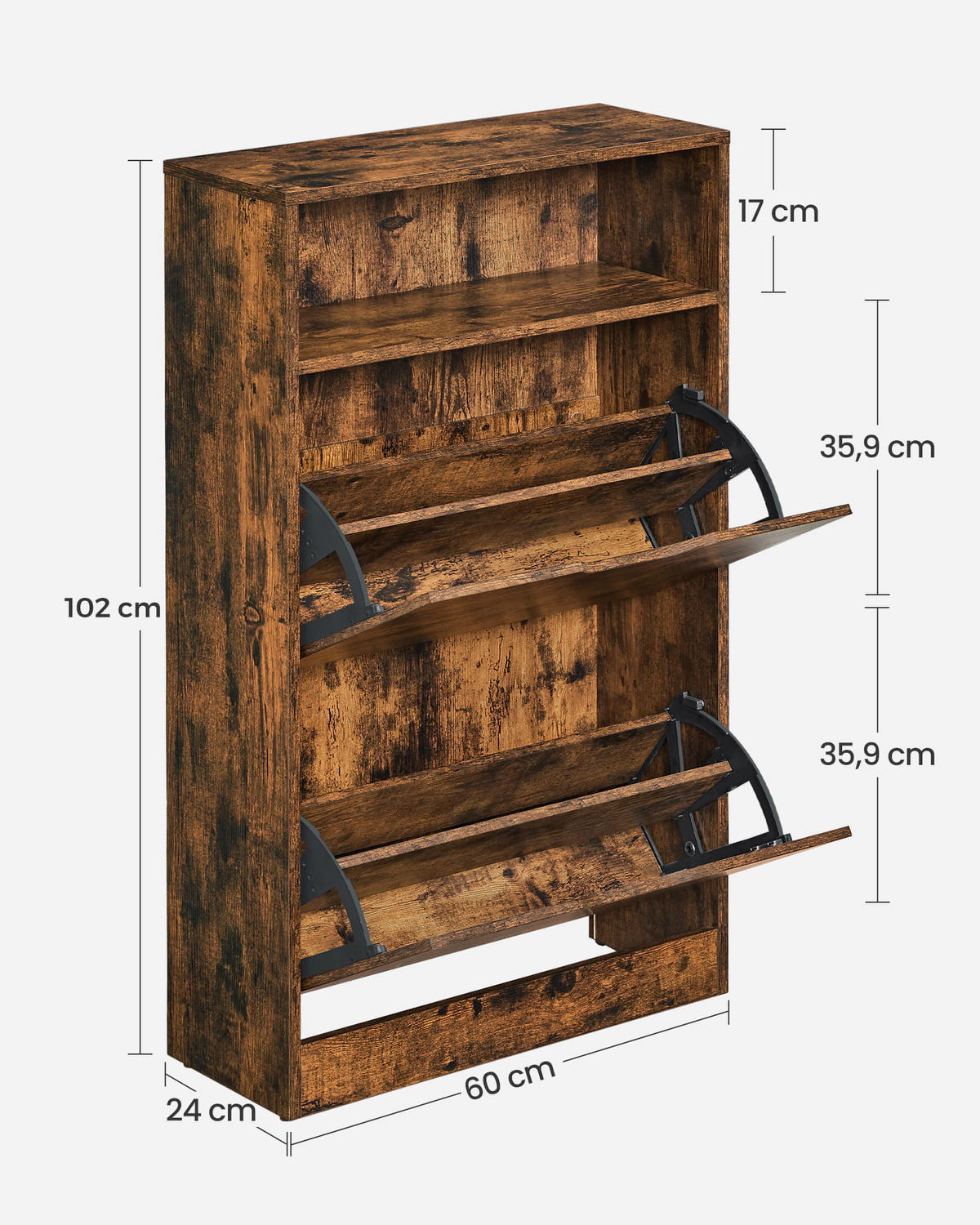SCHUHSCHRANK, braun - Braun, Holzwerkstoff/Kunststoff (60/102/24cm) - A2A Home