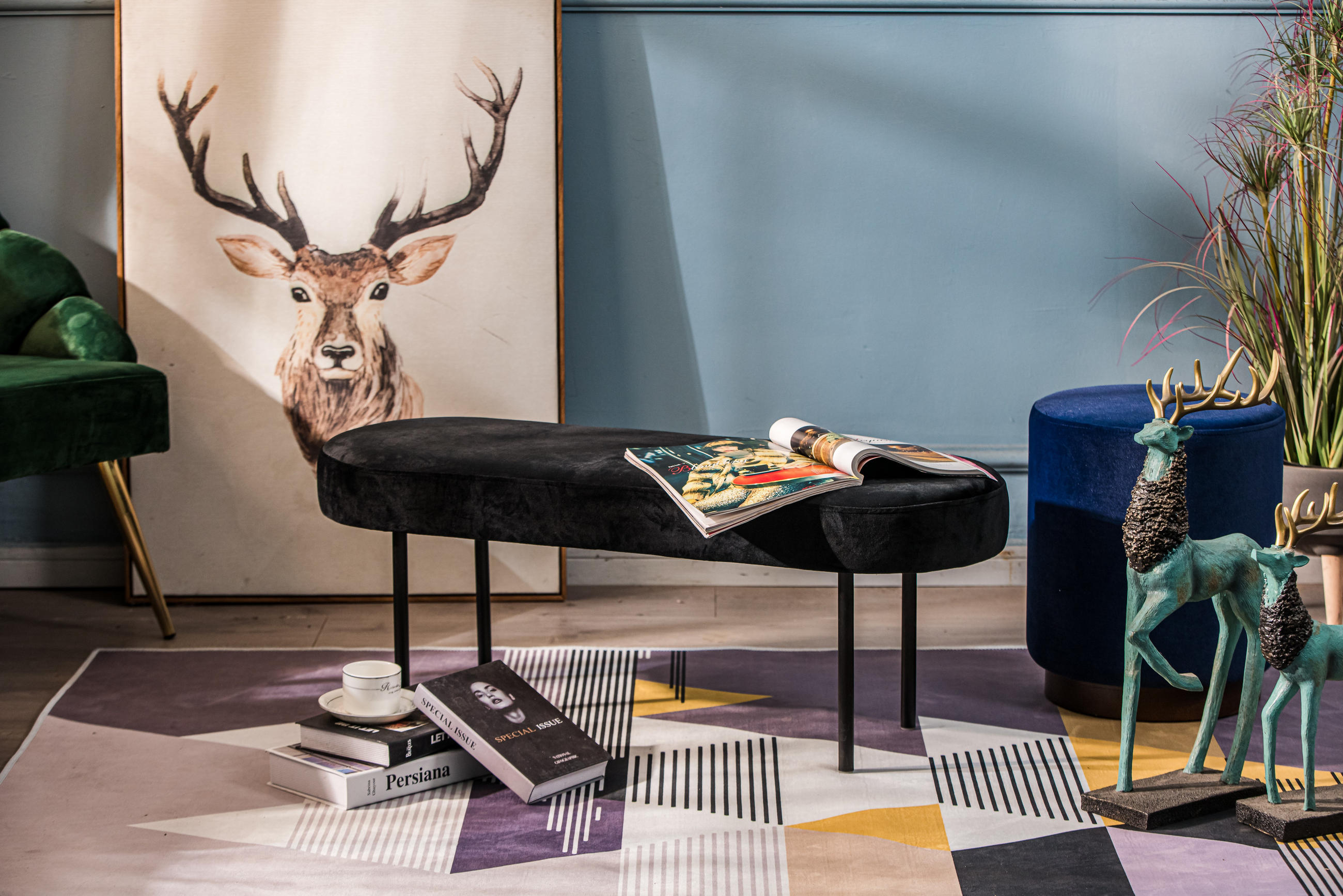 Thumbnail - Nordlys Sitzbank, Schwarz, Textil, 100x38x35 cm, Esszimmer, Bänke, Sitzbänke