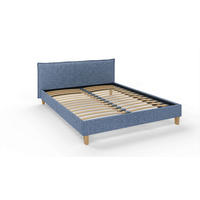 POLSTERBETT Arles 160/200 cm Boucle Stoff - Blau/Hellbraun, Holz/Textil (160/200cm) - S-Style Möbel