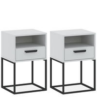 NACHTTISCH RECTUS 2-er Set - Schwarz/Weiß, Holzwerkstoff (40/65/39cm) - KONSIMO®