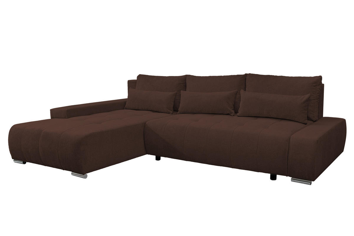 ECKSOFA Bloom mit Bettkasten und Schlaffunktion L-Form - Braun, Textil (267/185cm)