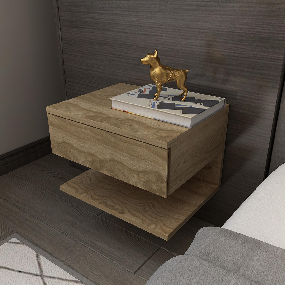 NACHTTISCH Vivid Oud - Braun, Holzwerkstoff (35/31.4/45cm) - Decorotika
