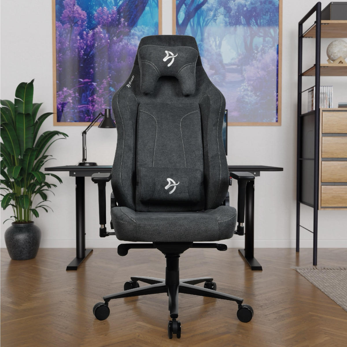 GAMINGSTUHL Vernazza XL Soft Fabric™ Dunkelgrau - Dunkelgrau/Schwarz, Textil/Metall (76/138/53cm) - Arozzi