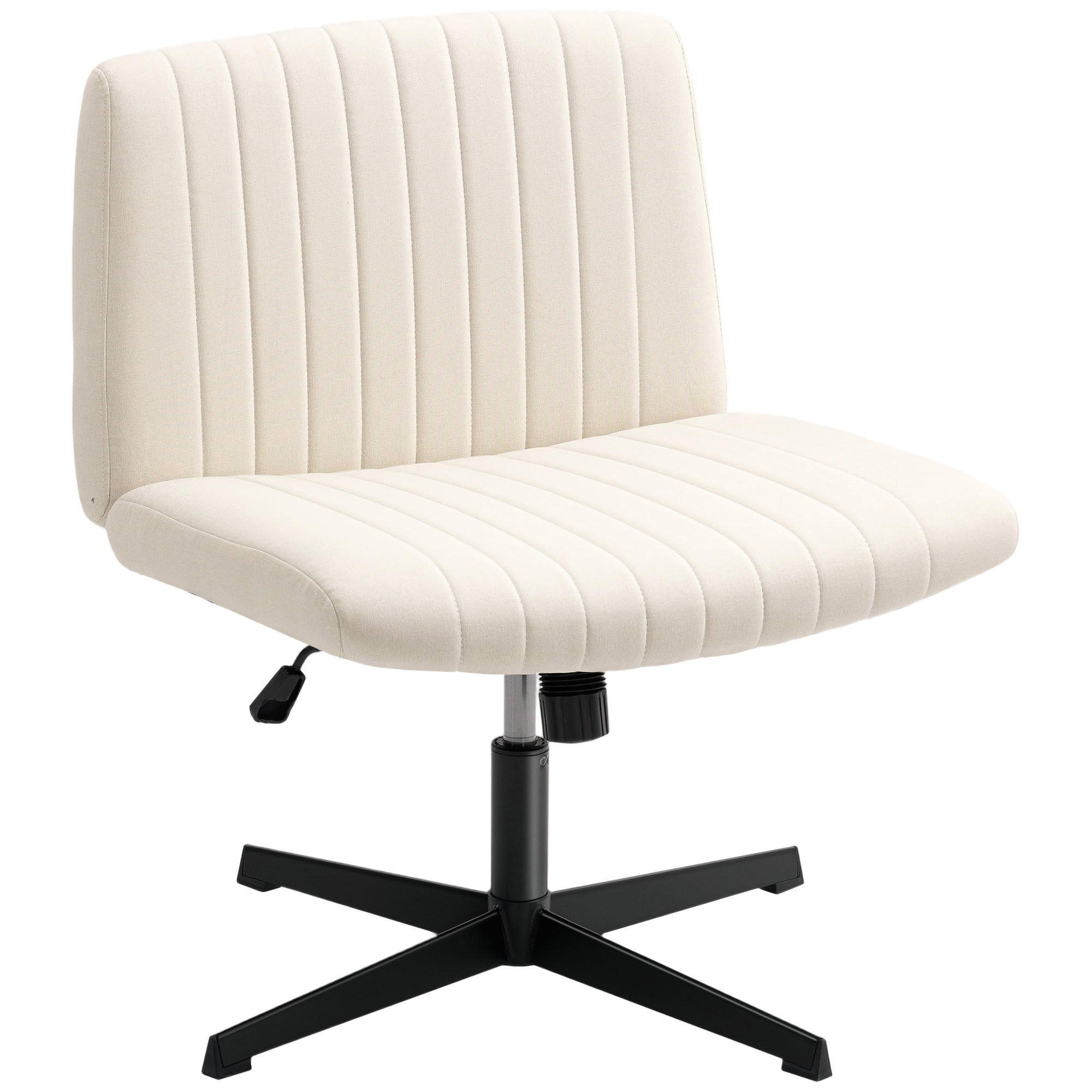 SCHREIBTISCHSTUHL Leinen Cremeweiß - Creme/Schwarz, Textil/Metall (64/83/65cm) - HOMCOM