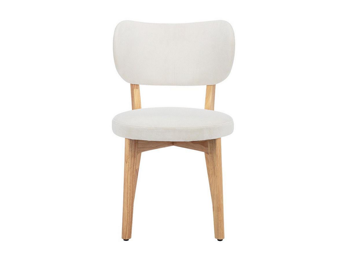 STUHL 6er-Set - Cord & Kautschukholz - Weiß - TORIEL - Weiß, Holz (57/82.5/51cm) - Vente-Unique