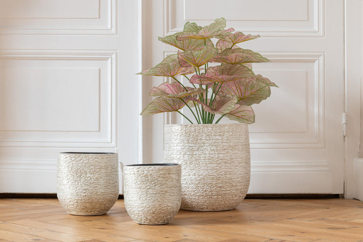 BLUMENTOPF AUDREY - Töpferei - Champagner - M - Ø 20,5 cm - Champagner, Keramik (20.5/21cm) - J-Line