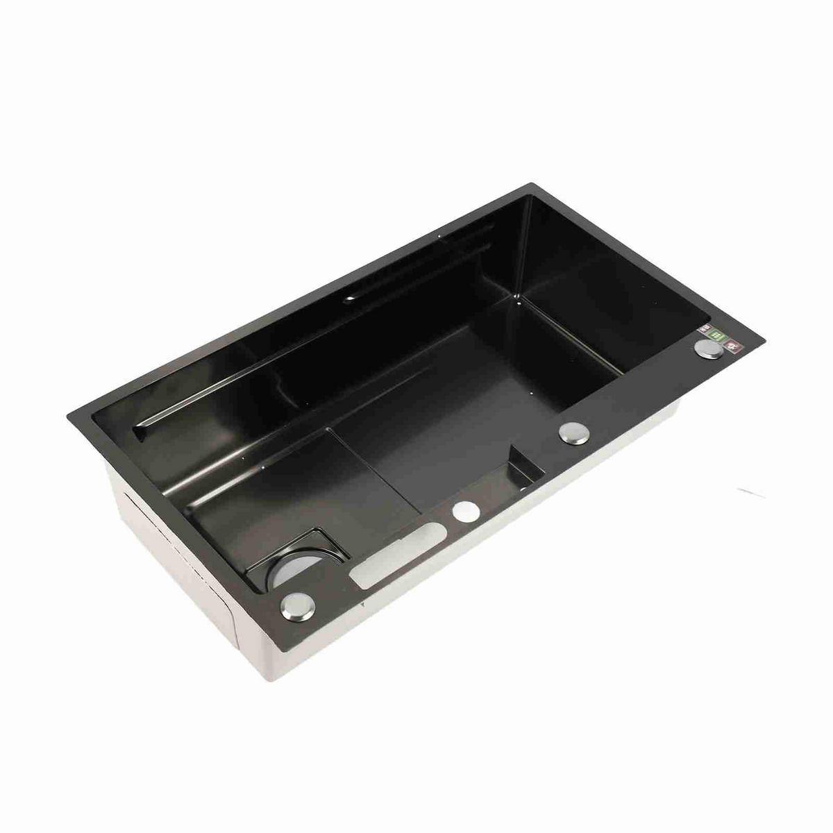 KÜCHENSPÜLE Edelstahl – Einbauspüle mit Digitalanzeige, gebürstet, extra dick, großes Spülbecken, modern - Schwarz, Metall (45/20/80cm) - Ej. Life