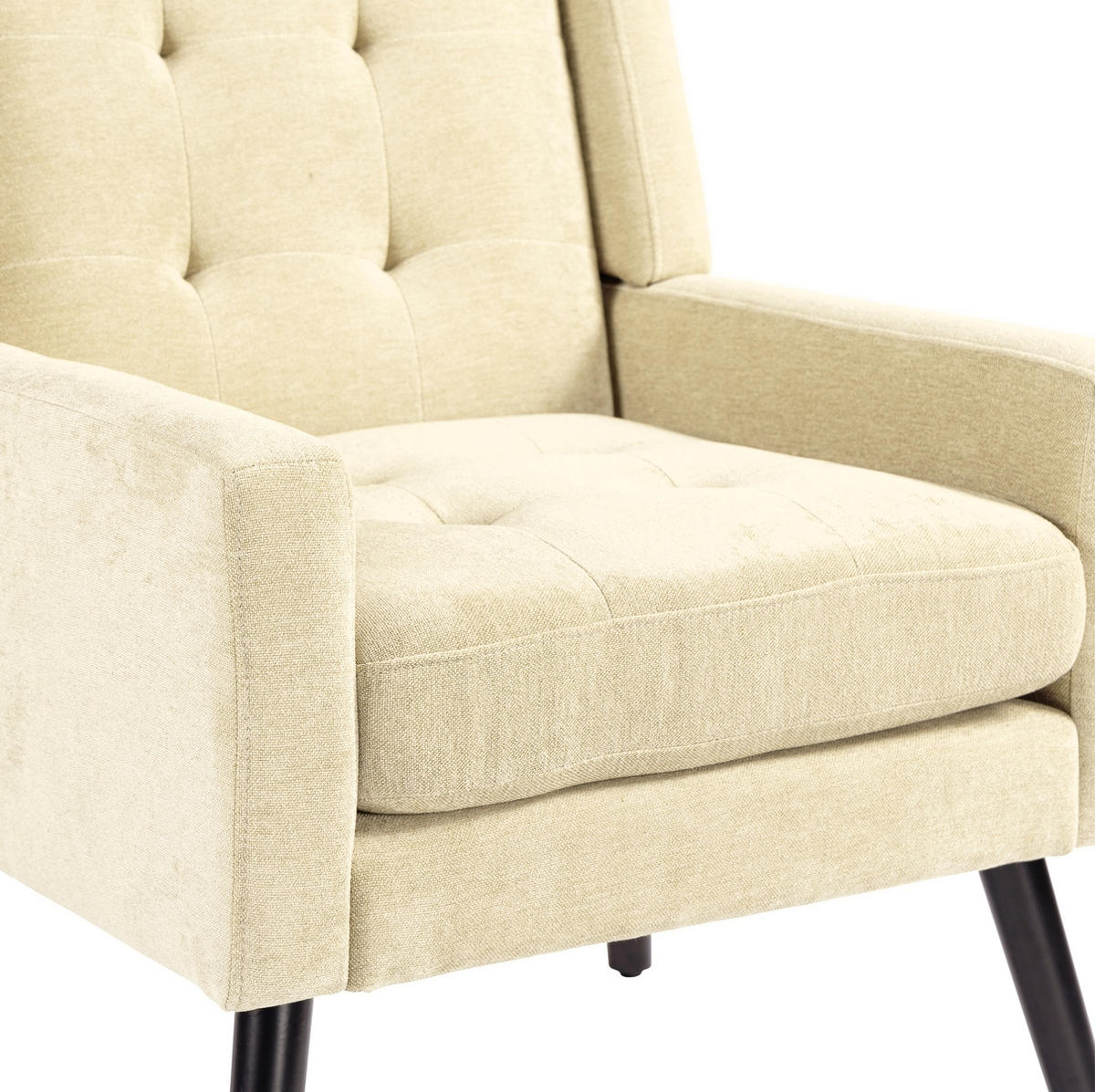 POLSTERSTUHL Leinen mit Tufting, Massivholzbeinen 68/76/88 cm Beige 130 kg - Beige, Textil (76/88/68cm) - Redom