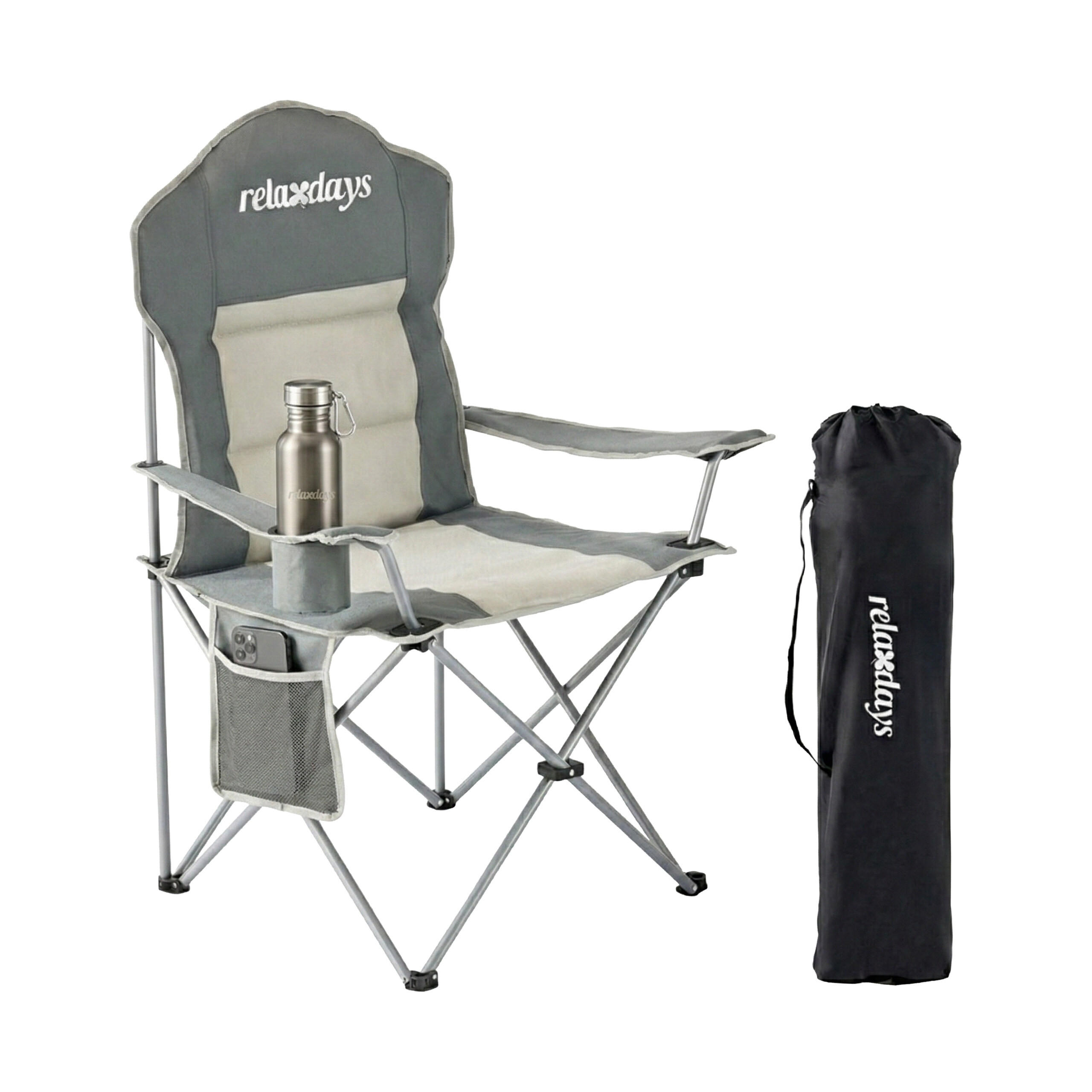 CAMPINGSTUHL Grau klappbar - Multicolor, Kunststoff/Textil (86/108/61cm) - Relaxdays