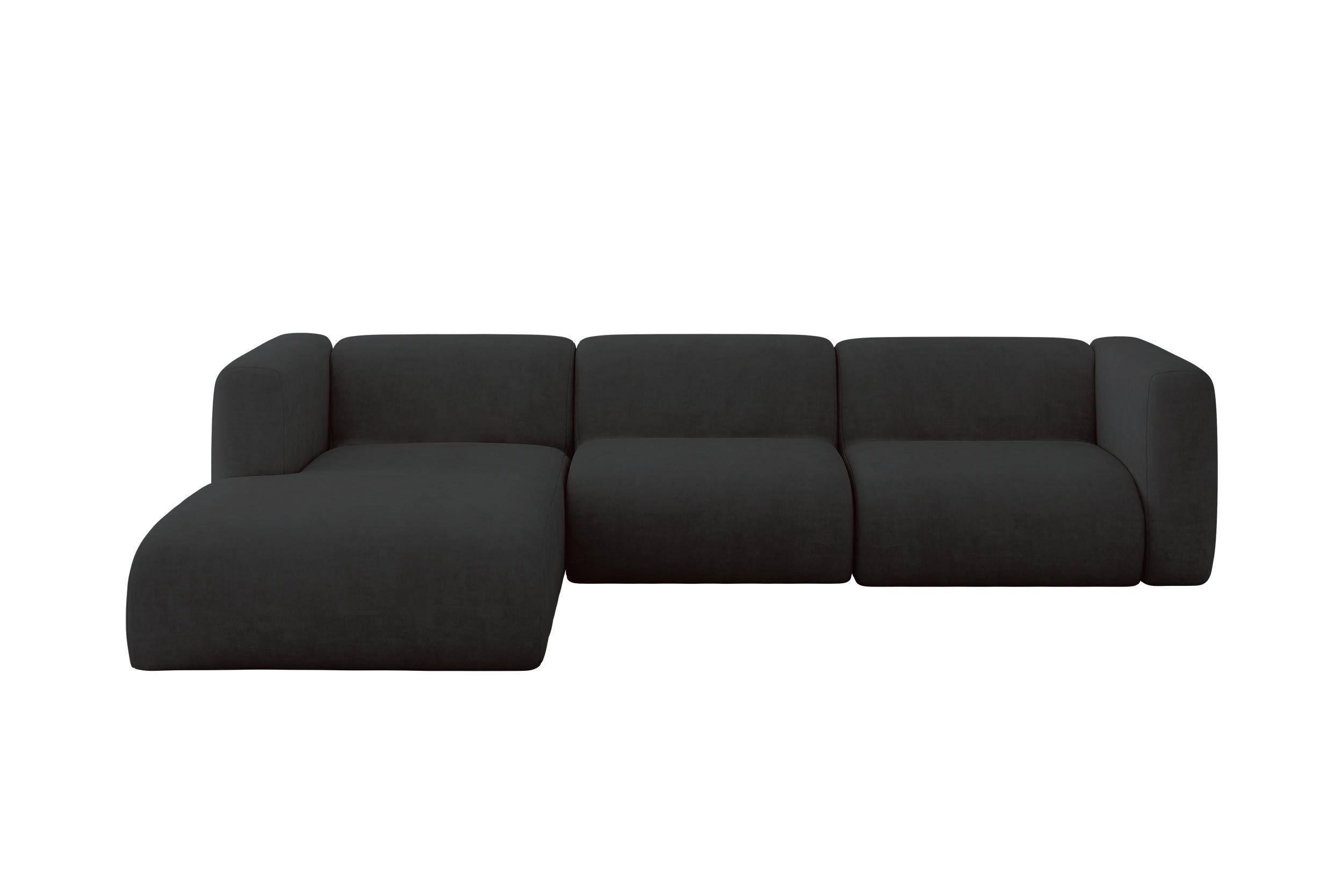 ECKSOFA Ottomane Links MIRA-L2 318x179x89 Schwarz Velours - Anthrazit/Schwarz, Holzwerkstoff/Kunststoff (318/179cm) - ALTDECOR
