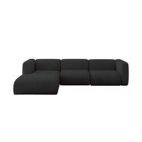 ECKSOFA Ottomane Links MIRA-L2 318x179x89 Schwarz Velours - Anthrazit/Schwarz, Holzwerkstoff/Kunststoff (318/179cm) - ALTDECOR
