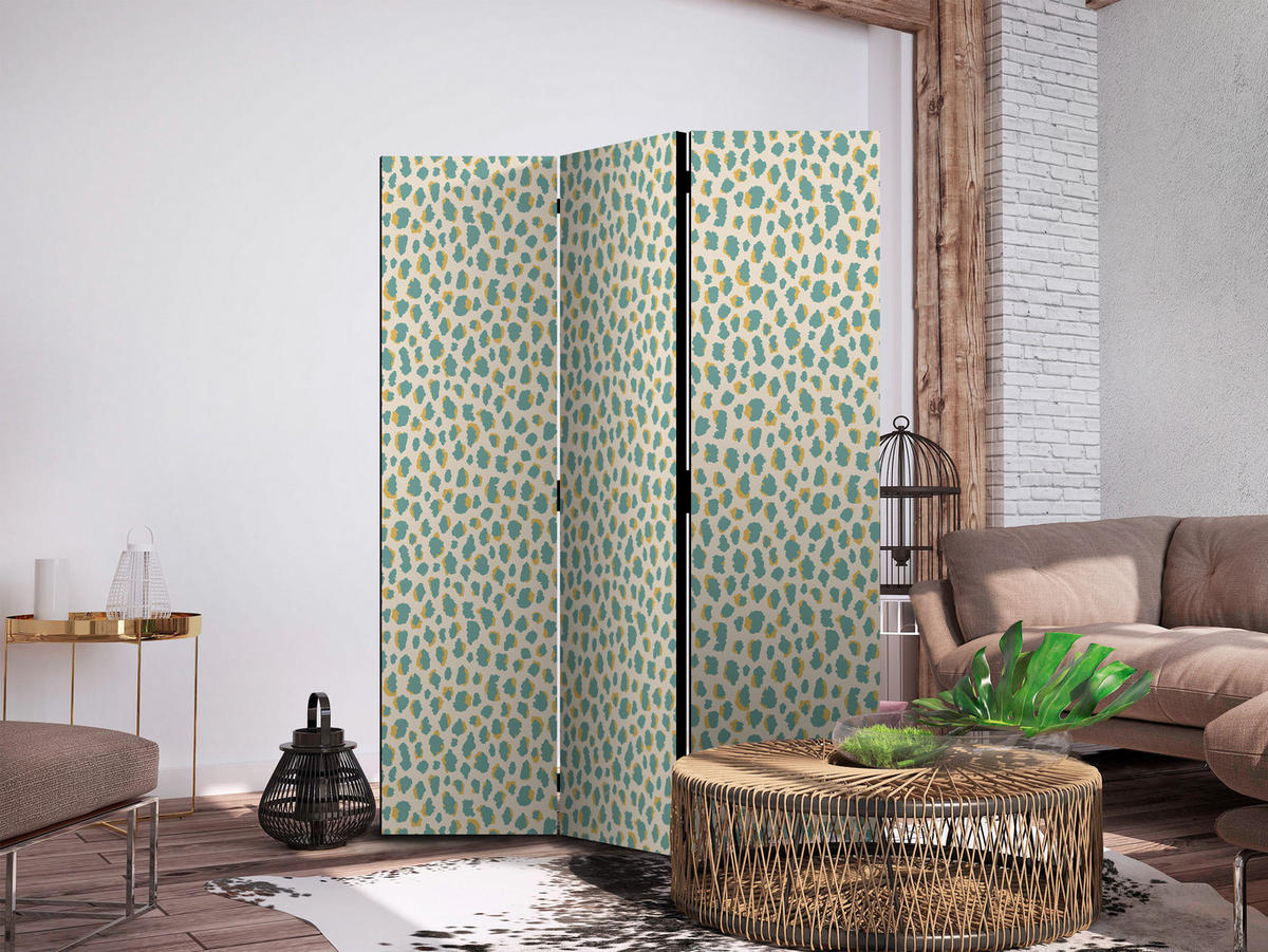 PARAVENT Akustik 3-tlg 135x172 cm T rkise Punkte - Multicolor, Holz/Textil (135/172/3cm) - Muralo