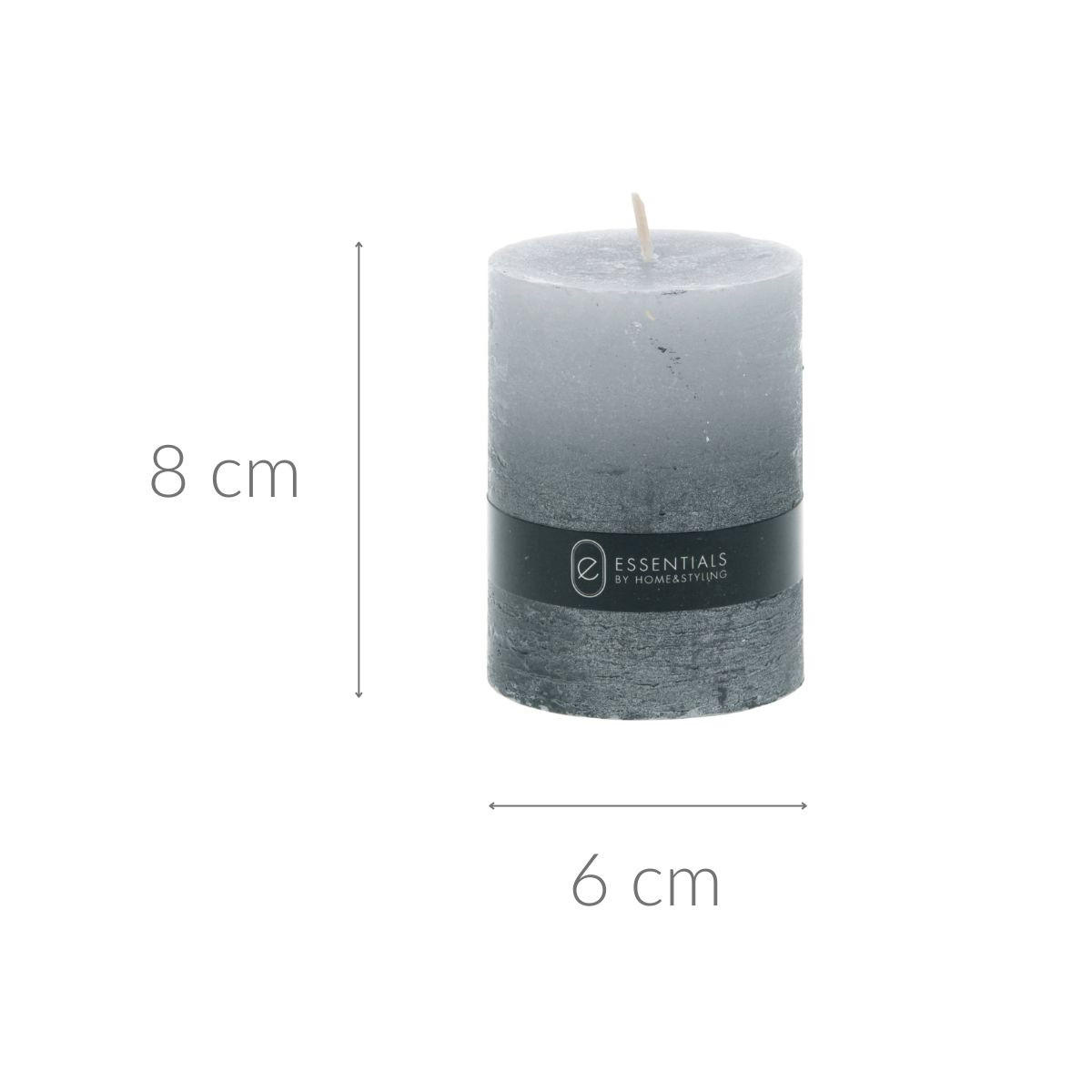 KERZE Dip Dye 6/6/8 cm - Grau, Paraffin (6/8/6cm) - Home Styling Collection