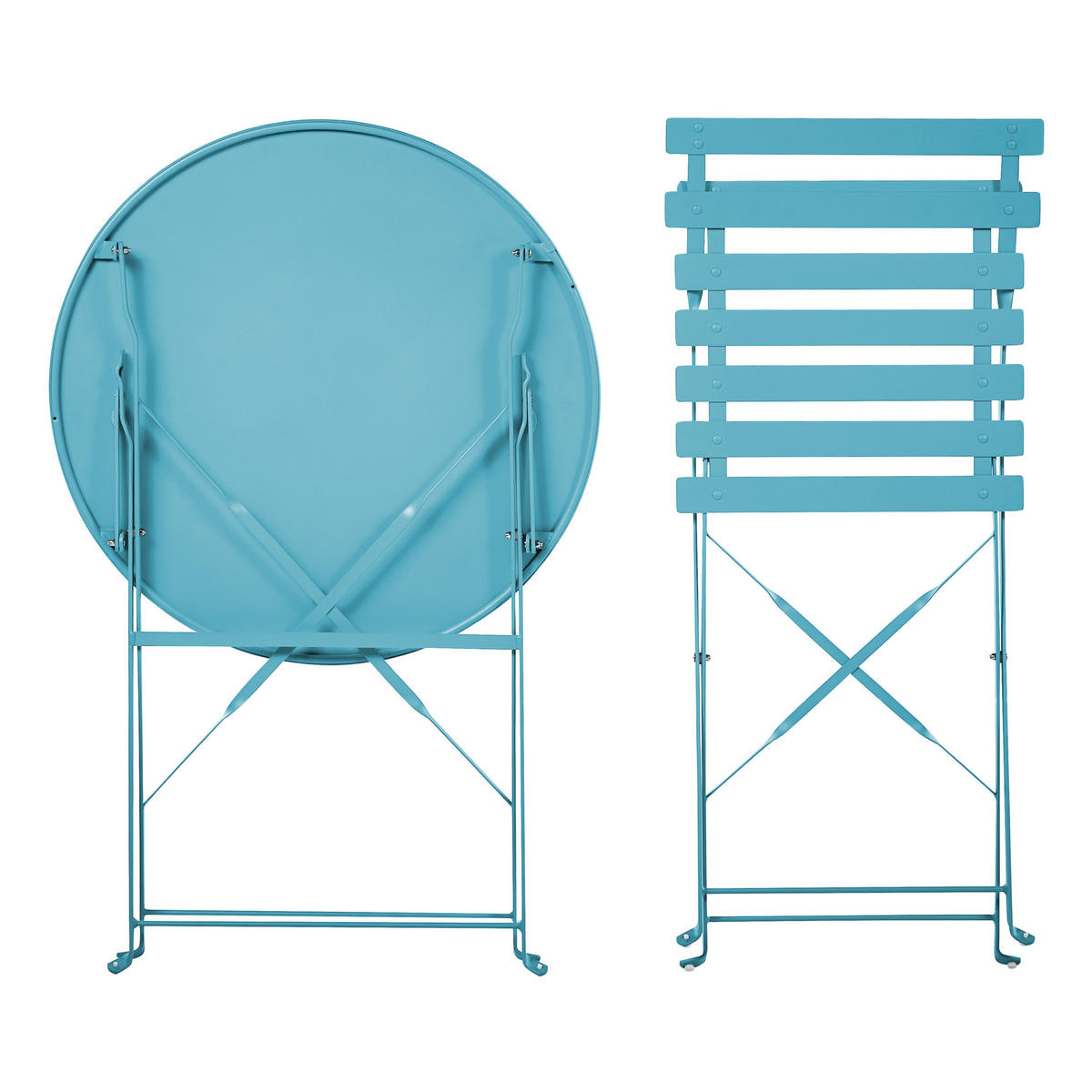 BALKONSET 2-Sitzer seeblau zusammenklappbar Fiori - Hellblau, Metall - Beliani