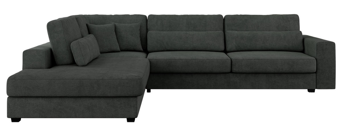 ECKSOFA Savona Dunkelgrau Strukture - links - Dunkelgrau/Schwarz, Kunststoff/Textil (316/249cm) - MKS