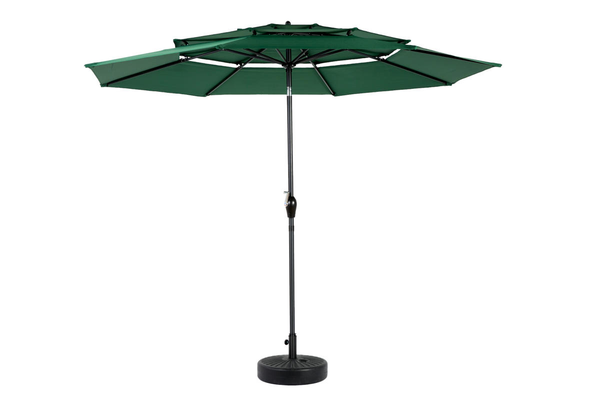 DOPPEL-SONNENSCHIRM aus Stahl 455x265x238 cm in Blau mit Handkurbel - Blau, Metall (265/455cm) - Modfu