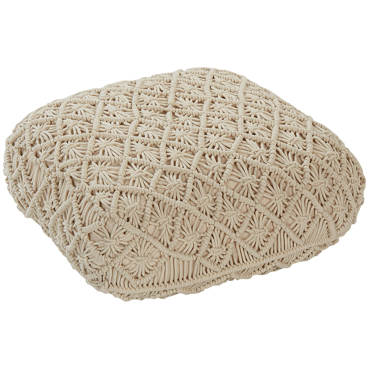 POUF Berrechid 50/50/20 cm - Beige, Naturmaterialien/Textil (50/20/50cm) - Beliani
