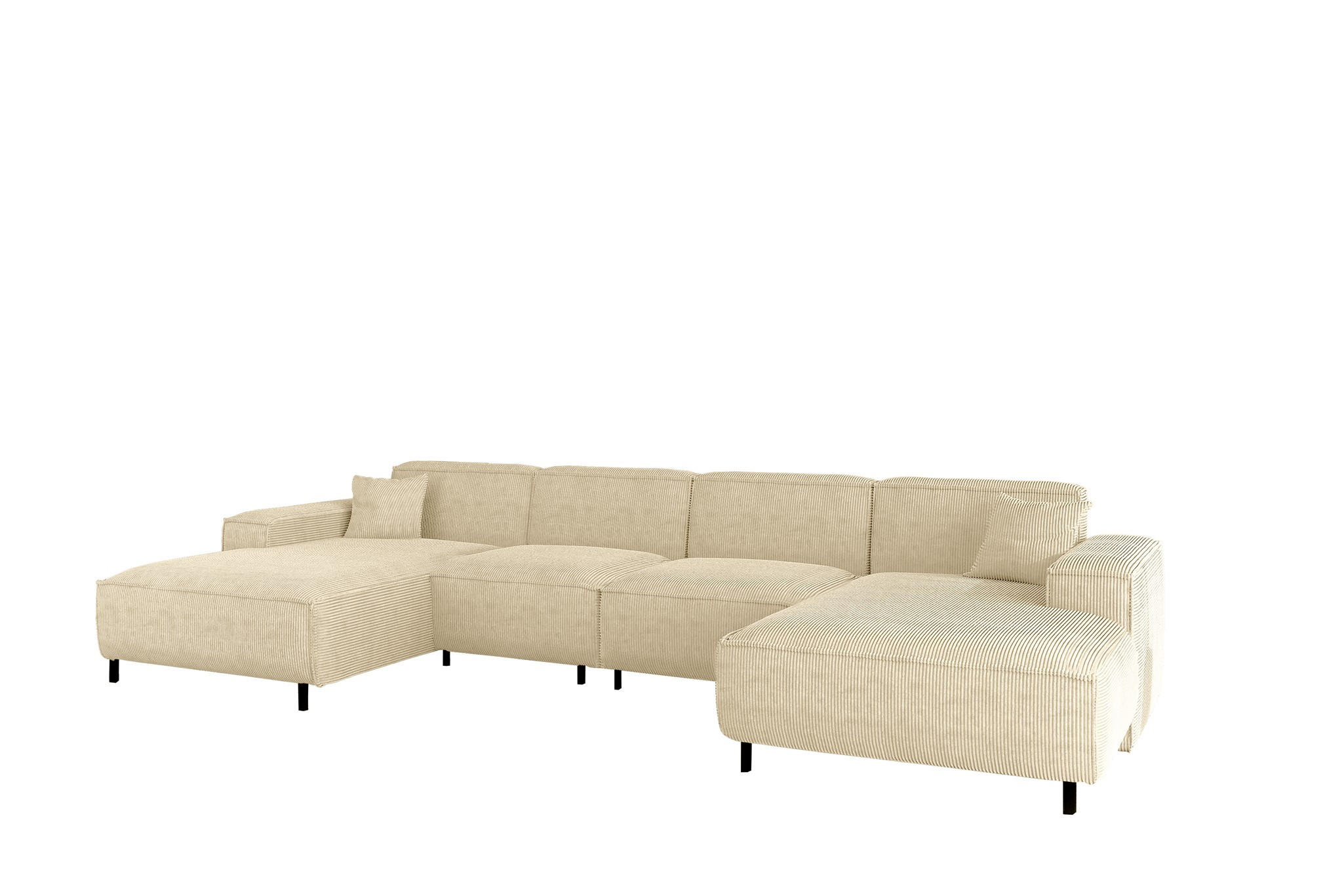 WOHNLANDSCHAFT Gloria In Scala - Creme, Holzwerkstoff/Textil (378/73/165cm) - Fun Möbel