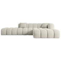 ECKSOFA Ottomane Rechts OLEA-L2 - 289x176x71 cm Hellgrau Cord - Hellgrau/Schwarz, Holzwerkstoff/Kunststoff (289/176cm) - ALTDECOR