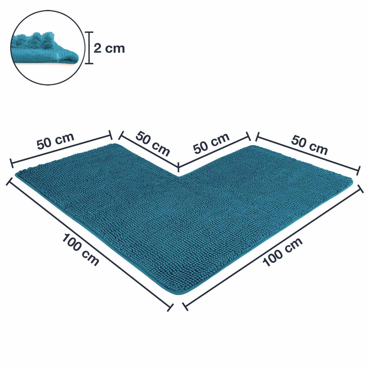 ECKBADEMATTE PARIS - Petrol, Textil (100/100cm) - WohnDirect