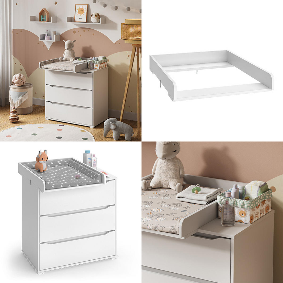 PŘEBALOVACÍ PULT Wicko Bílá - bílá, kompozitní dřevo (60/10/76cm) - Vicco